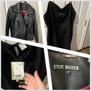 Black mini dress and Steve Madden jacket!
